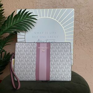 NWT Michael Kors Stripe Barbie Pink Clutch/Wristlet